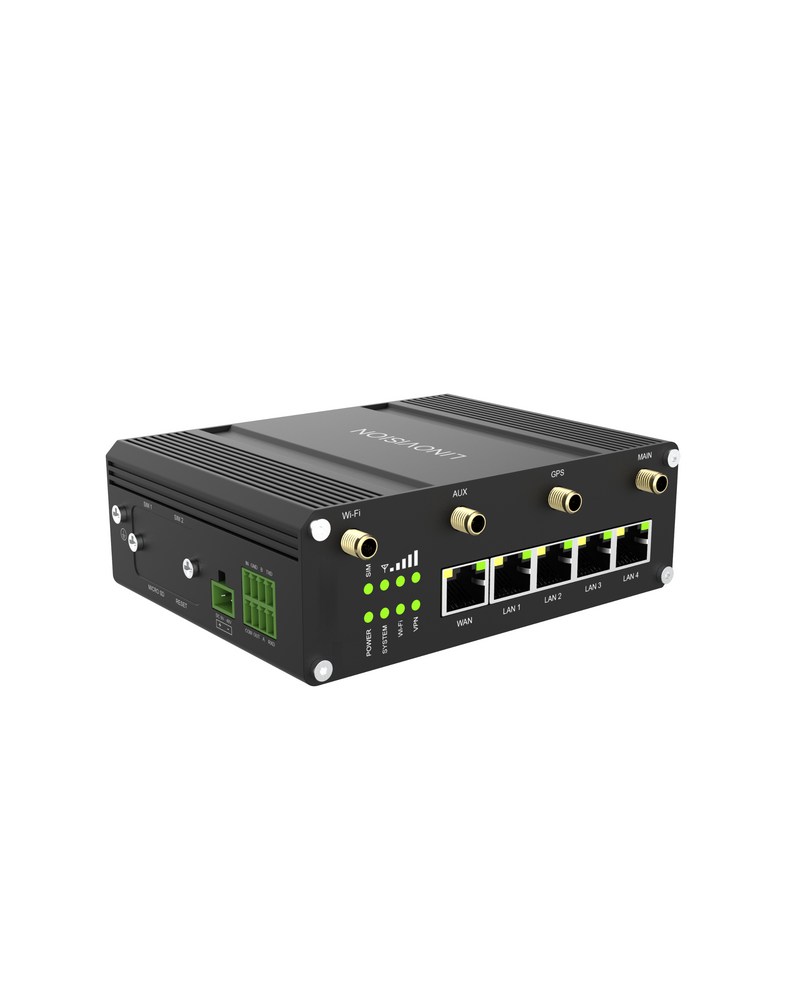 Industrial 4G LTE Cat4 Cellular Router with 5 RJ45, Wi-Fi, Dual SIM Slots, DTU Gateway for RS485 IoT/M2M