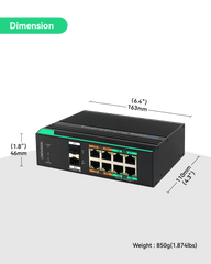 8 Ports Full Gigabit Managed PoE Switch with 2 Gigabit SFP Uplinks, 4 BT 90W PoE Ports