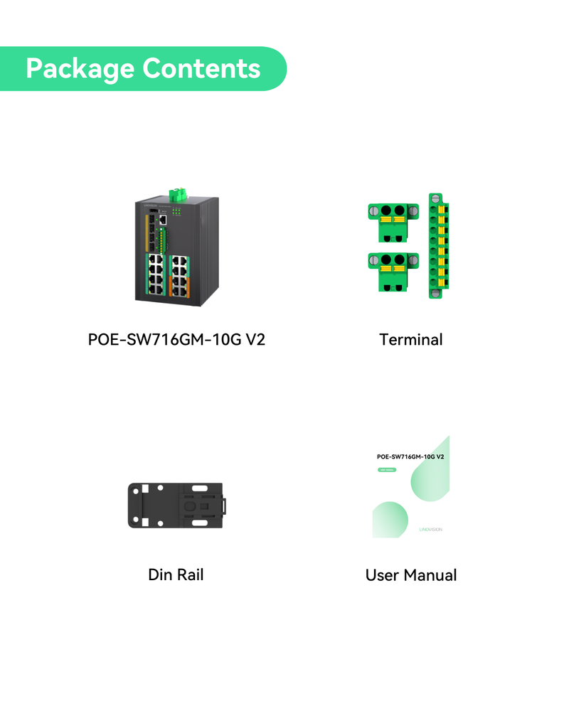 Industrial 16-Port Full Gigabit L3 Managed BT90W PoE++ Switch with 4-Port 10G SFP+ Uplink, Total 370W PoE Budget