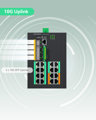 Industrial 16-Port Full Gigabit L3 Managed BT90W PoE++ Switch with 4-Port 10G SFP+ Uplink, Total 370W PoE Budget