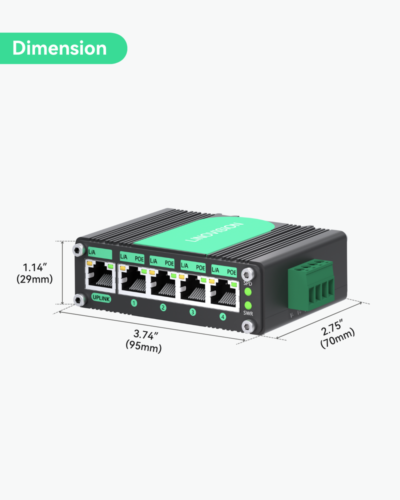مفتاح POE كامل جيجابت بمدخل DC9-54V بخمسة منافذ مع معزز الجهد