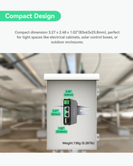 Mini Solar PoE Switch with 1x AT 30W PoE+, 1x Passive PoE, 1xSFP Fiber Output