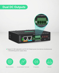 Industrial 802.3bt Gigabit 90W PoE++Splitter with 24V DC output and Adjustable Output Voltage3-36VDC