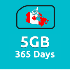 5GB 365 Days High Speed Cellular Data Plan for Canada