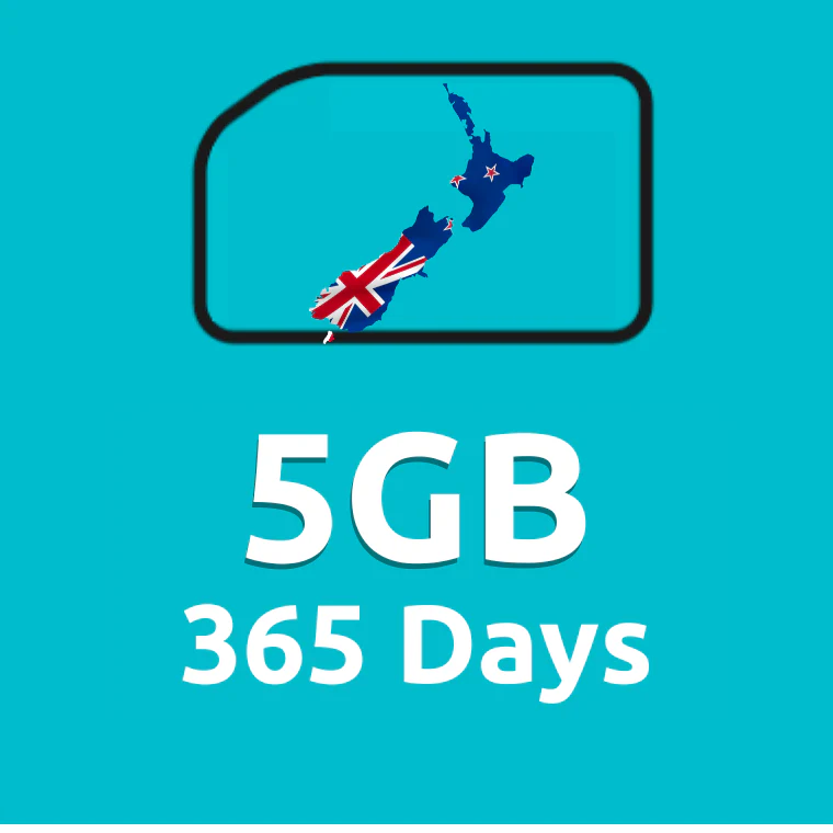 5GB 365 Days High Speed Cellular Data Plan for New Zealand