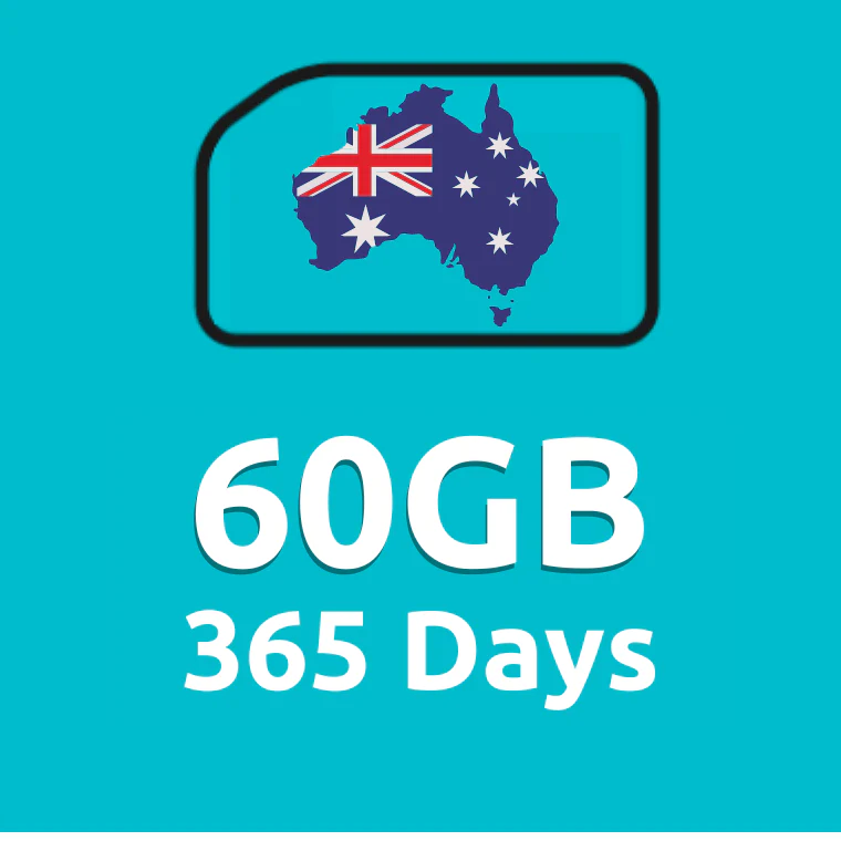 60GB 365 Days High Speed Cellular Data Plan for Australia