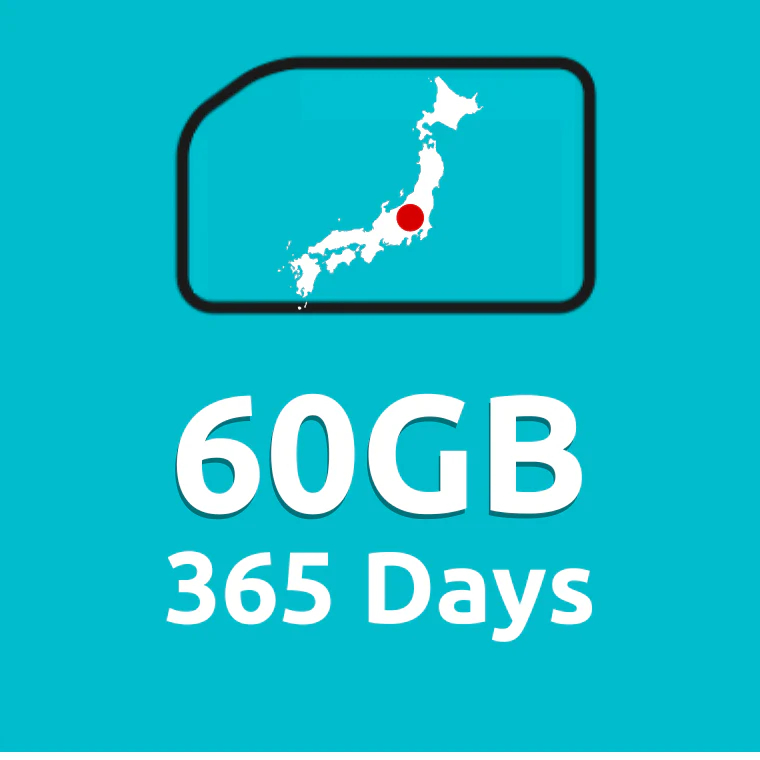 60GB 365 Days High Speed Cellular Data Plan for Japan/South Korea