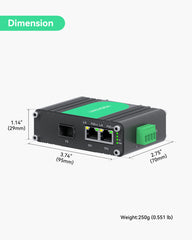 Industrial 2 ports Gigabit BT90W PoE++ Switch with Fiber SFP Uplink, IEEE802.3af/at/bt mini PoE Switch