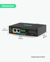 Industrial 802.3bt Gigabit 90W PoE++Splitter with 24V DC output and Adjustable Output Voltage3-36VDC