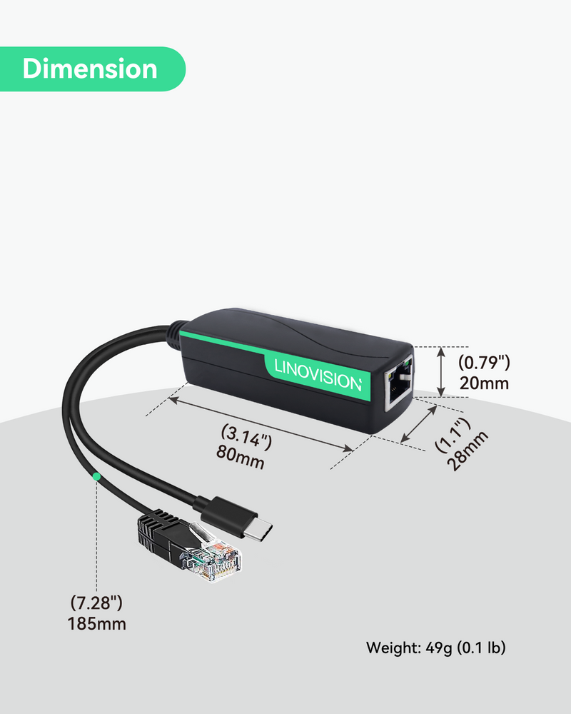 POE 分配器转 USB-C 电源和以太网数据（2 件装） 