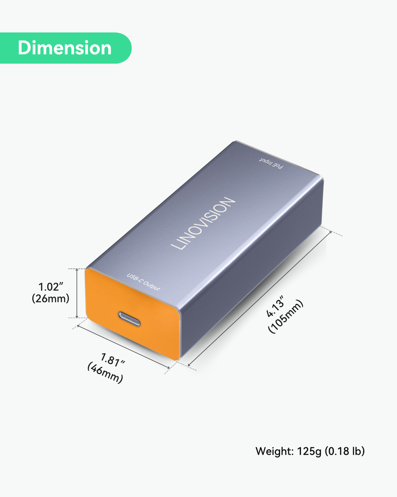 Gigabit 60W POE++ to USB C Converter, Data and Power Through One Cable