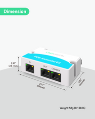 1 本の PoE ケーブルを 2 台の PoE デバイスに分割するミニ 2 ポート PoE エクステンダー