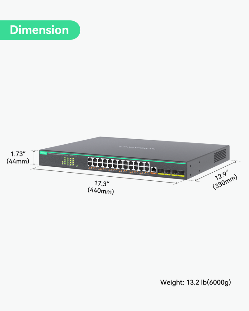 24 Ports Full Gigabit L3 Cloud Managed BT PoE Switch, Total PoE Budget 720W, 4x 10G SFP Uplinks