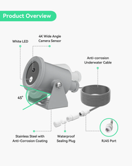 (GO SOLO UWC) Commercial Solar Power 4K PoE IP Underwater Camera KIT