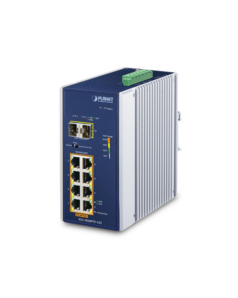 分配器・切替器 IGS-1020PTF IGS-1020PTF Industrial 8-Port 10/100/1000T 802.3at PoE + 2