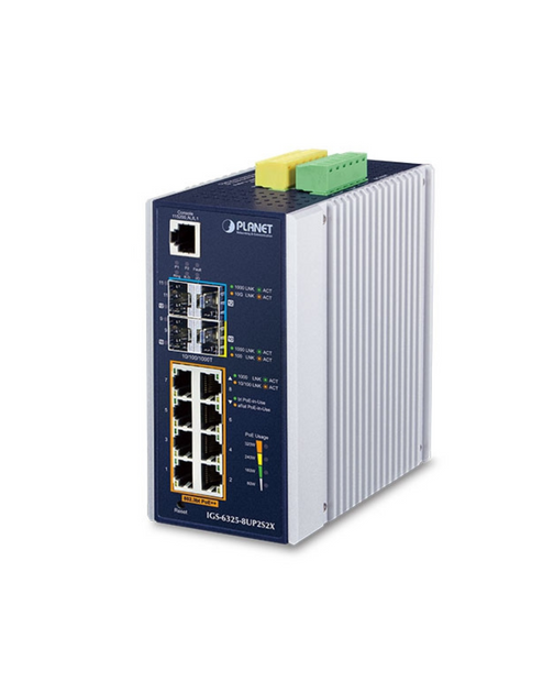 PLANET Industrial L3 Managed 8-Port 802.3bt PoE++ Switch with 2x 2.5G ...