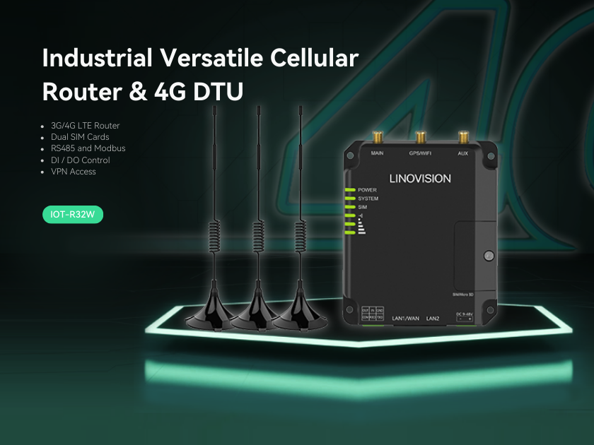 Iot R32w Router LINOVISION Rugged and Versatile Cellular Router & 4G DTU with RS232 ...