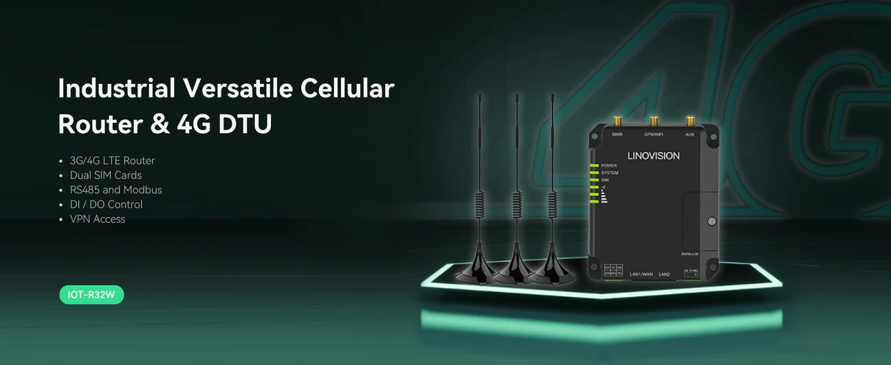 Iot R32w Router LINOVISION Rugged and Versatile Cellular Router & 4G DTU with RS232 ...