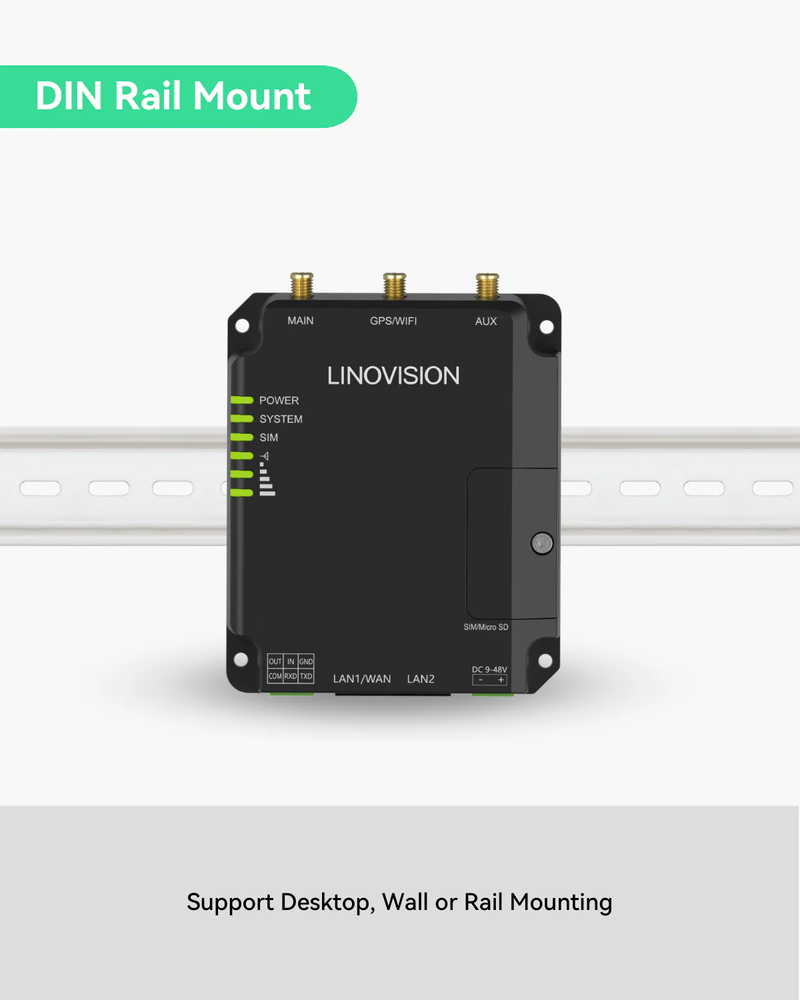 LINOVISION 堅牢で汎用性の高いセルラー ルーター &amp; RS232 付き 4G DTU、デュアル SIM カード スロット付き産業用 4G LTE WiFi ルーター、AT&amp;T および T-Mobile をサポート
