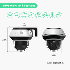 8MP Mini AI PTZ Camera with 5x Optical Zoom and Two-Way Talk