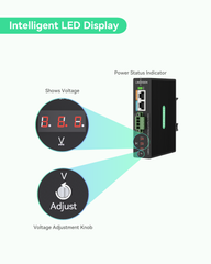 Industrial 802.3bt Gigabit 90W PoE++Splitter with 24V DC output and Adjustable Output Voltage3-36VDC