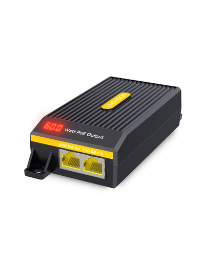 LINOVISION 2.5G BT 60W PoE++ Injector with LED Screen to indicate Power Output