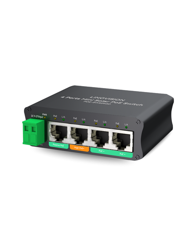 4 Ports Mini Solar PoE Switch Optimized for Big PTZ Camera and Wireless Bridges