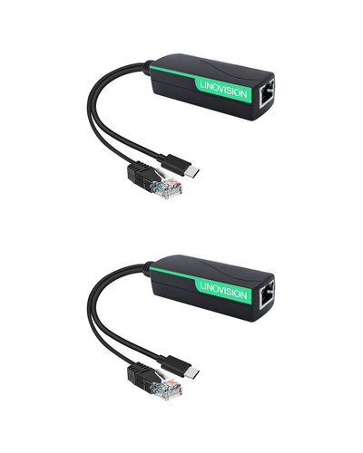 USB-C 電源とイーサネット データへの POE スプリッター (2 パック) 