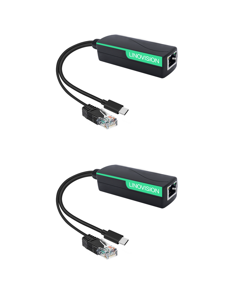 POE 分配器转 USB-C 电源和以太网数据（2 件装） 