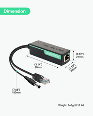 Mini Industrial Gigabit PoE+ to DC12V 2A Splitter with DC Terminal Block (POE-SP01G (2 pack))