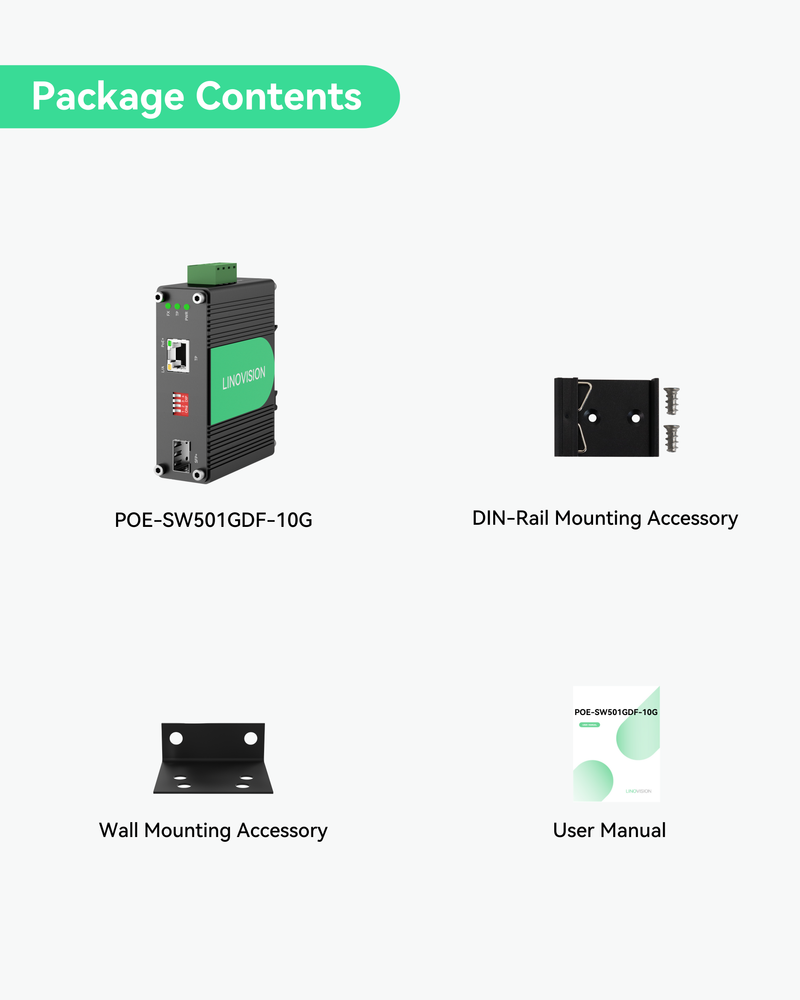 LINOVISION Industrial 10 Gigabit Ethernet Fiber POE+ Switch for high speed PoE devices