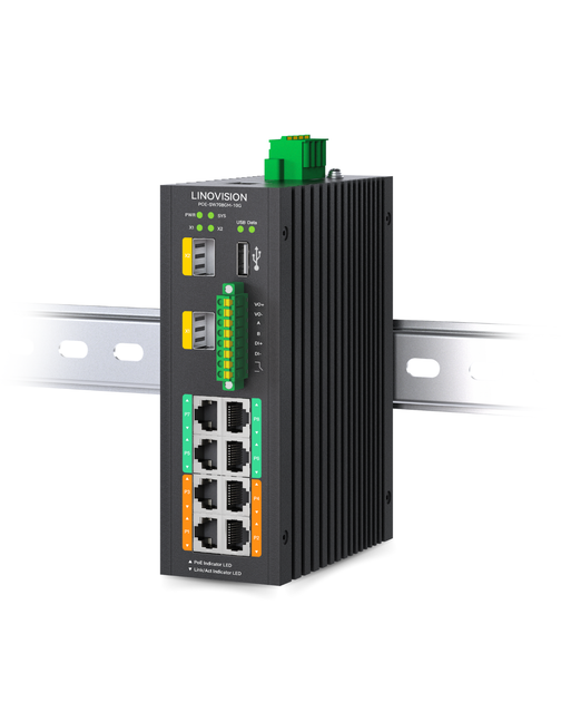 Switch PoE++ industrial gestionado de 8 puertos con 2 uplinks SFP de 1 ...