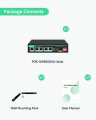 5 端口 UPS 和太阳能 PoE 交换机，内置太阳能充电控制器