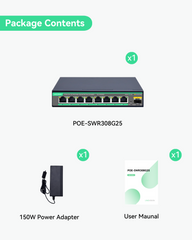 2.5G Cloud Managed PoE Switch with 10G SFP Uplink, 130W Budget for Online Gaming/Office