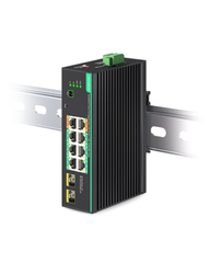 Industrial 8 Ports Full Gigabit PoE Switch Support DC 8~57V Input, 24V / 12V PoE Switch for Solar or RV UPS System
