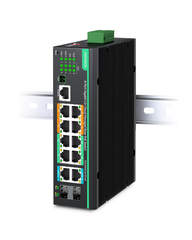 12 Ports L2+ Cloud Managed PoE Switch with DC8V to DC57V Voltage Booster
