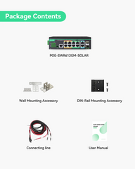 12 Ports L2+ Cloud Managed PoE Switch with DC8V to DC57V Voltage Booster