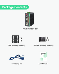 8 Ports L2+ Cloud Managed Full Gigabit BT PoE Switch, Max 480W PoE Power