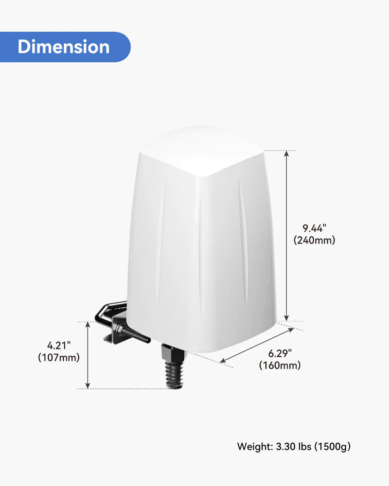 Outdoor LTE/Wi-Fi antenna and waterproof enclosure for RUT2-series routers (RUT241)