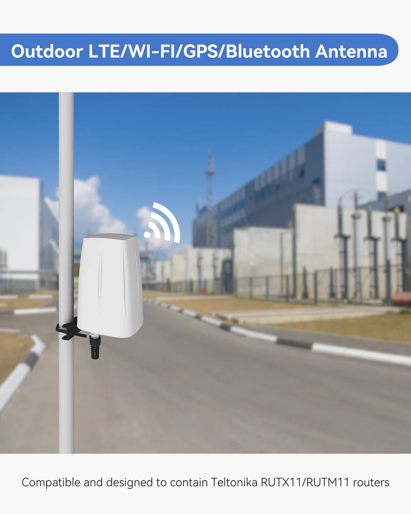 Outdoor LTE/Wi-Fi antenna and waterproof enclosure for RUTX11 and RUTM11 routers