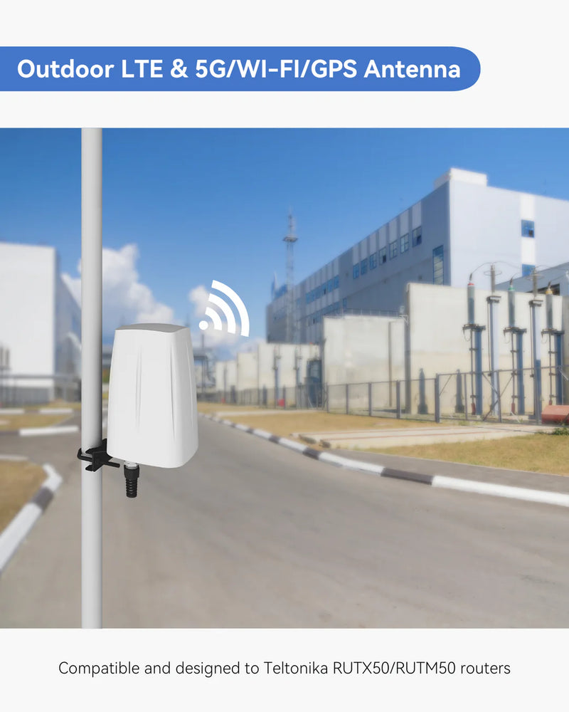 Outdoor LTE & 5G/Wi-Fi/GPS antenna and waterproof enclosure for RUTX50 ...