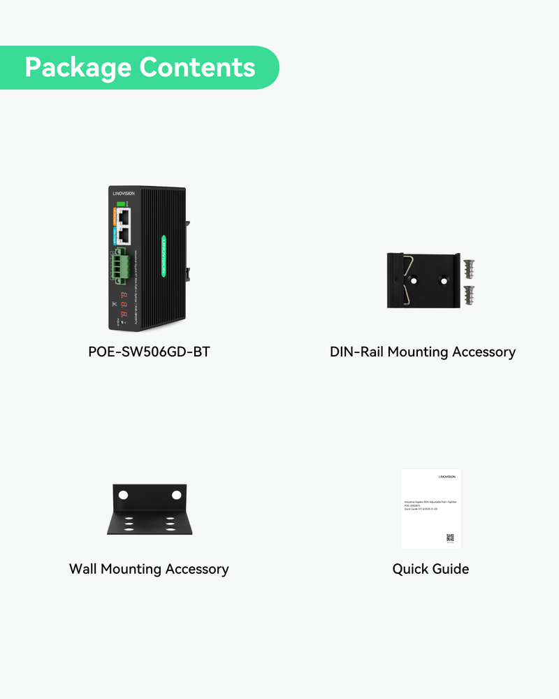 Industrial 802.3bt Gigabit 90W PoE++Splitter with 24V DC output and Adjustable Output Voltage3-36VDC
