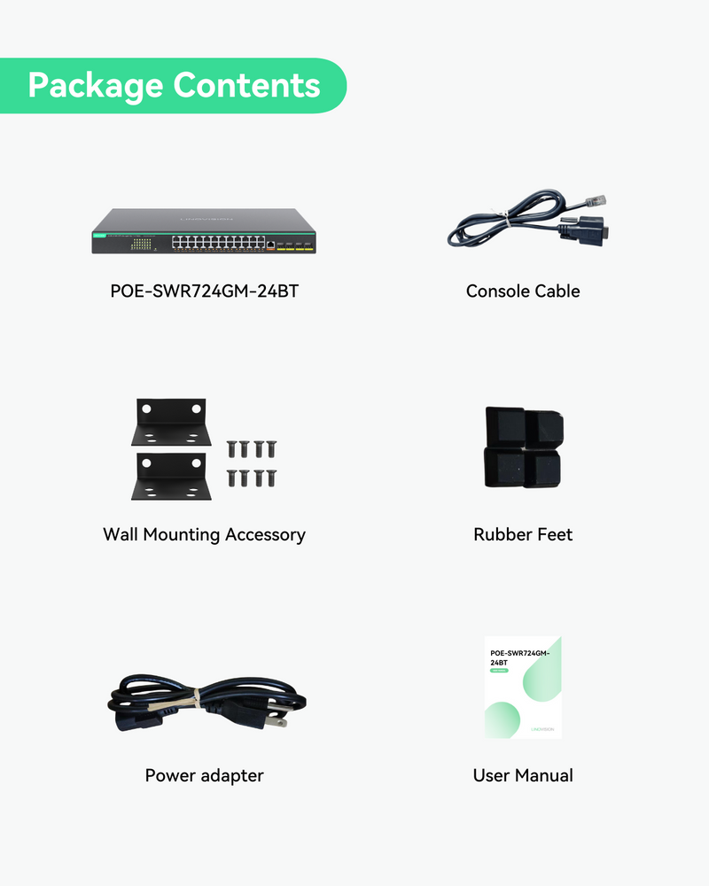 24 Ports Full Gigabit L3 Cloud Managed BT PoE Switch, Total PoE Budget 720W, 4x 10G SFP Uplinks