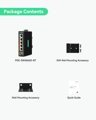 5 Ports Solar DC12V BT PoE++ Switch Support DC 9-54V Input