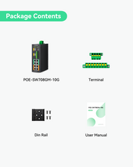 Industrial 8-Port Managed PoE++ Switch with 2x 10G SFP Uplinks and RS485 for Industrial Automation