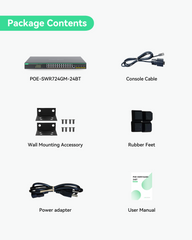 24 Ports Full Gigabit L3 Cloud Managed BT PoE Switch, Total PoE Budget 720W, 4x 10G SFP Uplinks