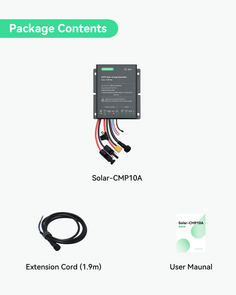 MPPT 12/24V 10A Solar Charge Controller with RS485 Remote Control