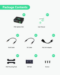 Industrial Gigabit POE+ Splitter with DC12V/DC24V/POE 24V Output