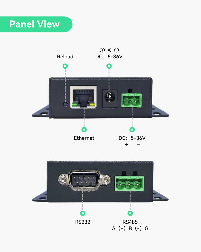 RS232 および RS485 Modbus をイーサネットに変換する産業用シリアル デバイス サーバー