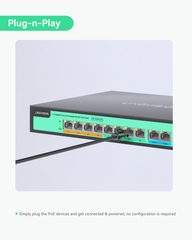 8 Ports Full Gigabit PoE++ Switch, Built-in 120W Power with 4 BT 90W Ports & 4 AT 30W Ports